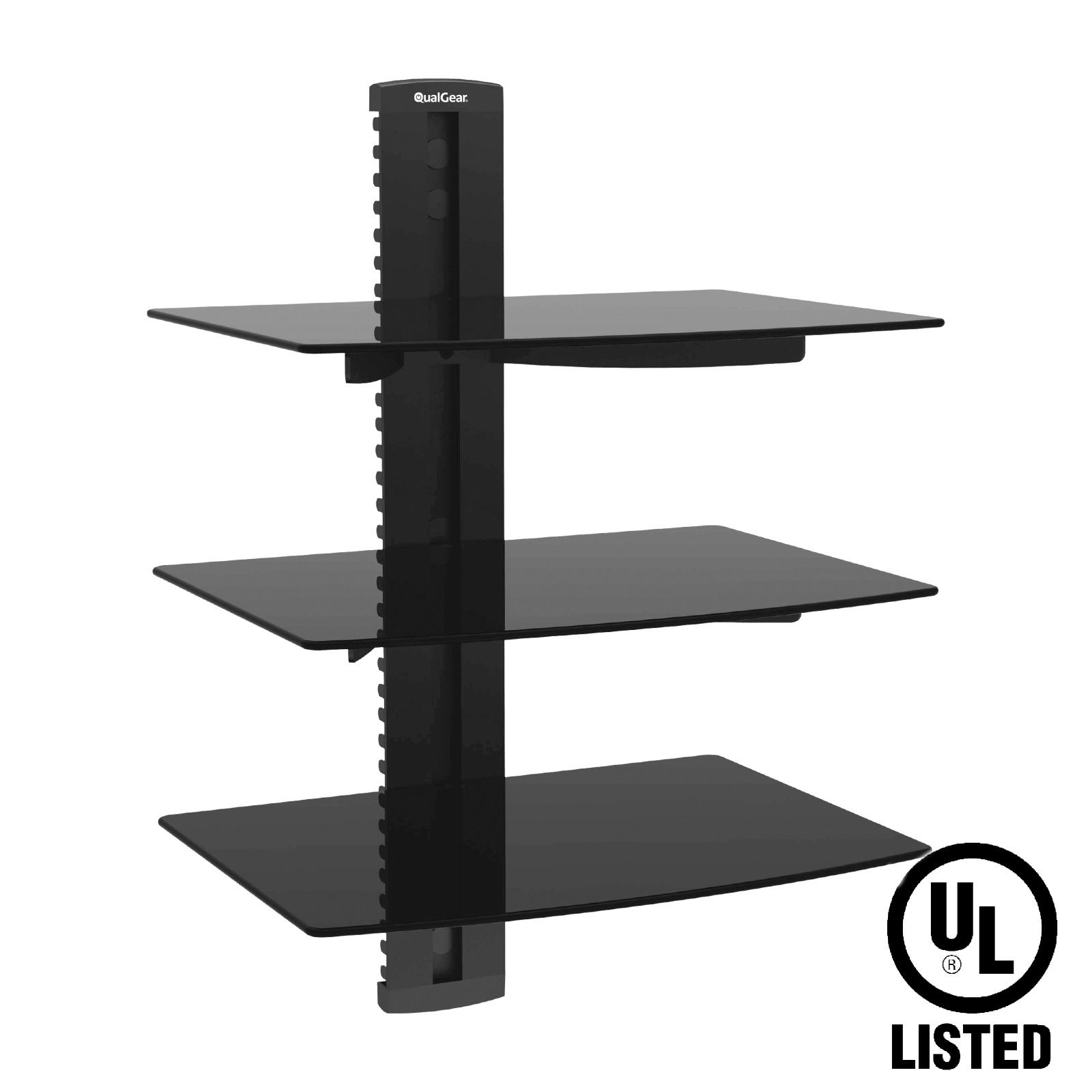 QualGear Universal Triple Shelf Wall Mount for A/V Components upto 8kgs/17.6lbs(x3), Black (QG-DB-003-BLK)